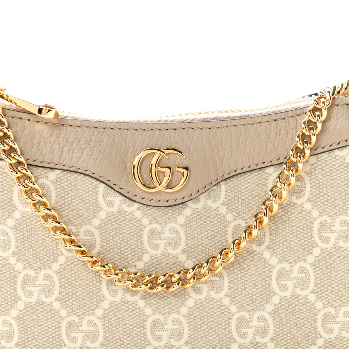 GG Supreme Monogram Textured Dollar Calfskin Web Mini Ophidia GG Handbag Beige Mystic White Oatmeal