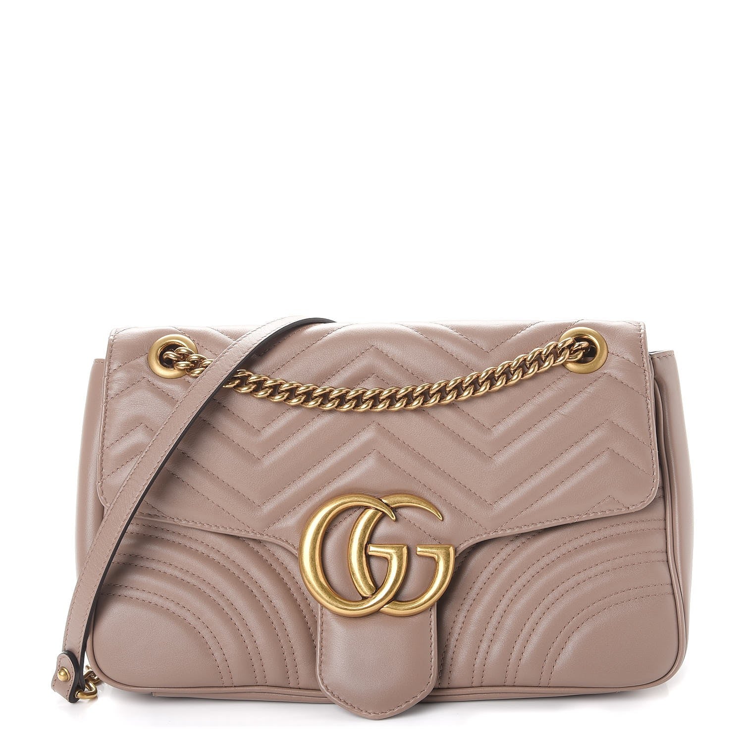 Gucci Calfskin Matelasse Medium GG Marmont Shoulder Bag Porcelain Rose 1 of 7