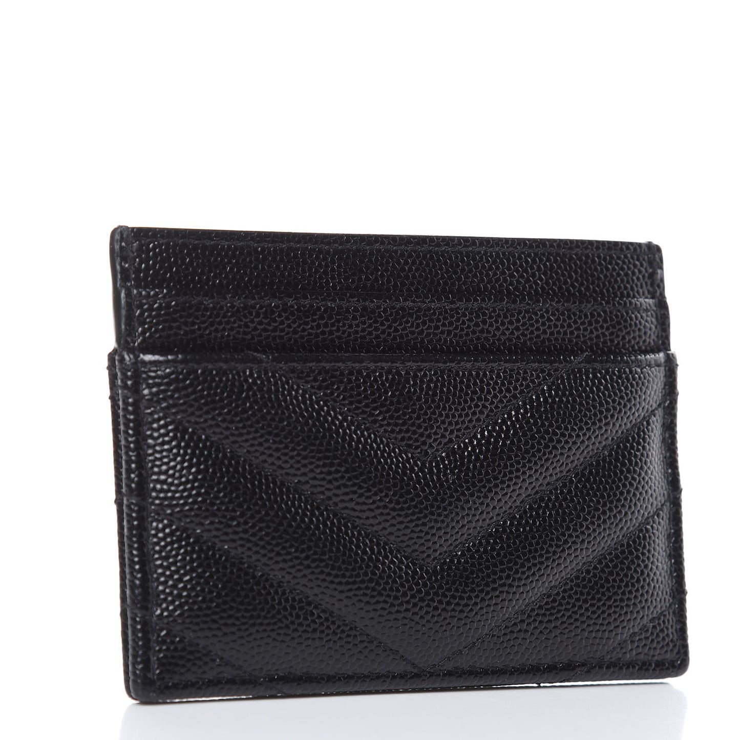 Grain De Poudre Matelasse Chevron Monogram Credit Card Case Black