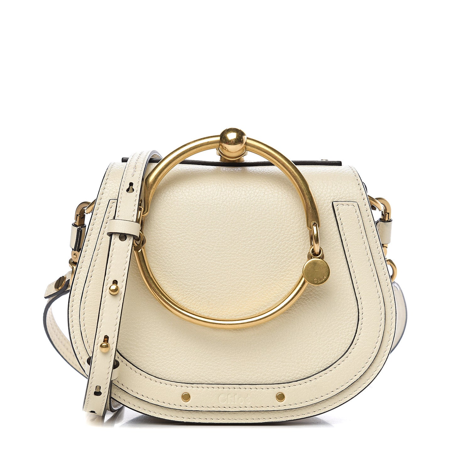 Calfskin Suede Small Nile Bracelet Bag Off White