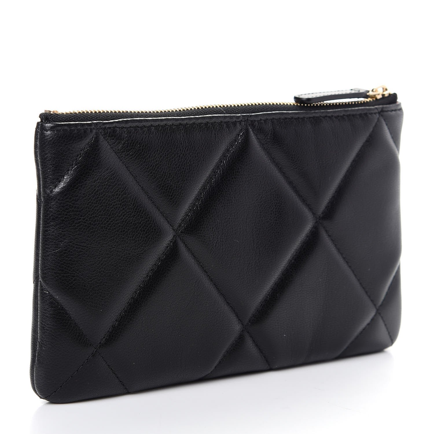 Chanel Shiny Goatskin Quilted Small Chanel 19 Pouch Black 3 of 8