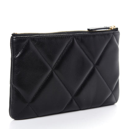 Chanel Shiny Goatskin Quilted Small Chanel 19 Pouch Black 3 of 8