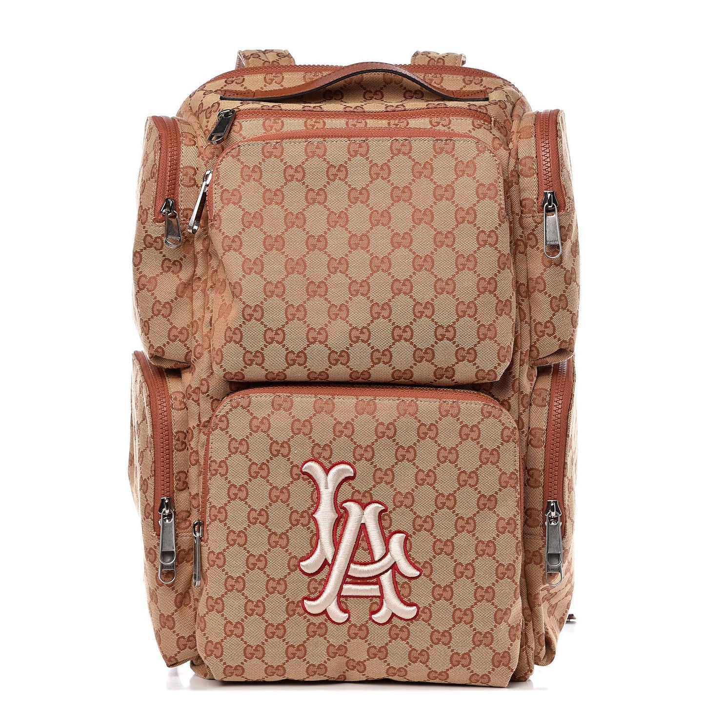 X MLB GG Monogram LA Dodgers Large Backpack Beige Ruggine Ivory