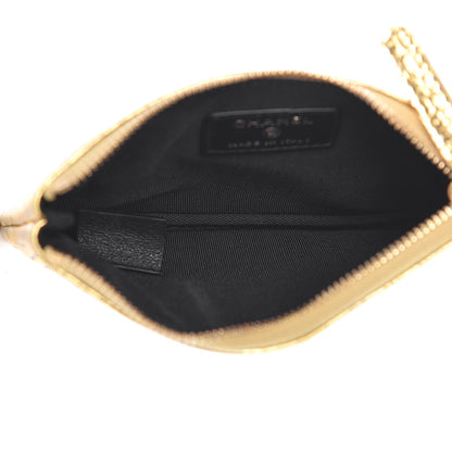 Chanel Metallic Calfskin Crocodile Embossed Cocodile Small Cosmetic Case Gold 5 of 10