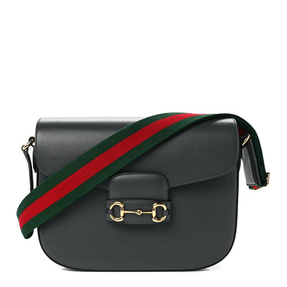Gucci Azalea Calfskin Web Horsebit 1955 Shoulder Bag Graphite Grey 1 of 11