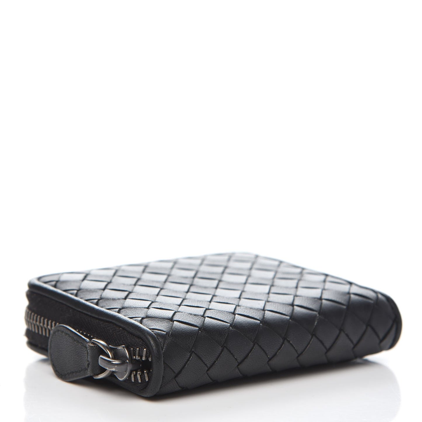 Nappa Intrecciato Zip Around Coin Purse Black