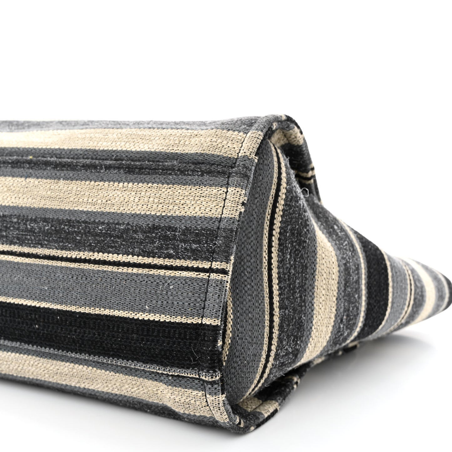 Striped Canvas Medium Deauville Tote Black