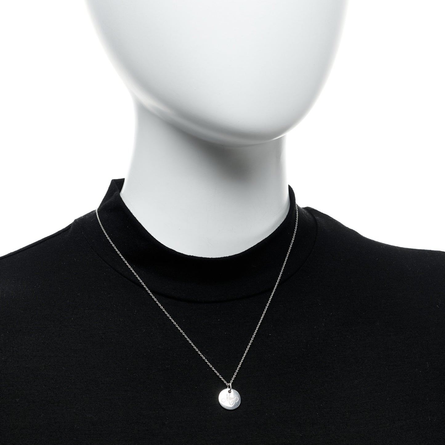 Sterling Silver Mom Disc Pendant Necklace