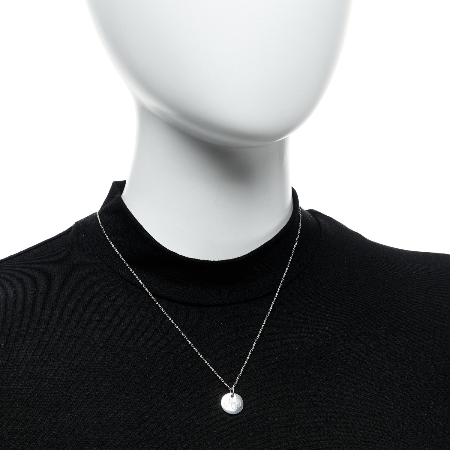 Tiffany Sterling Silver Mom Disc Pendant Necklace 2 of 6