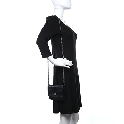Chanel Glazed Calfskin Boy Wallet On Chain WOC Black 2 of 10