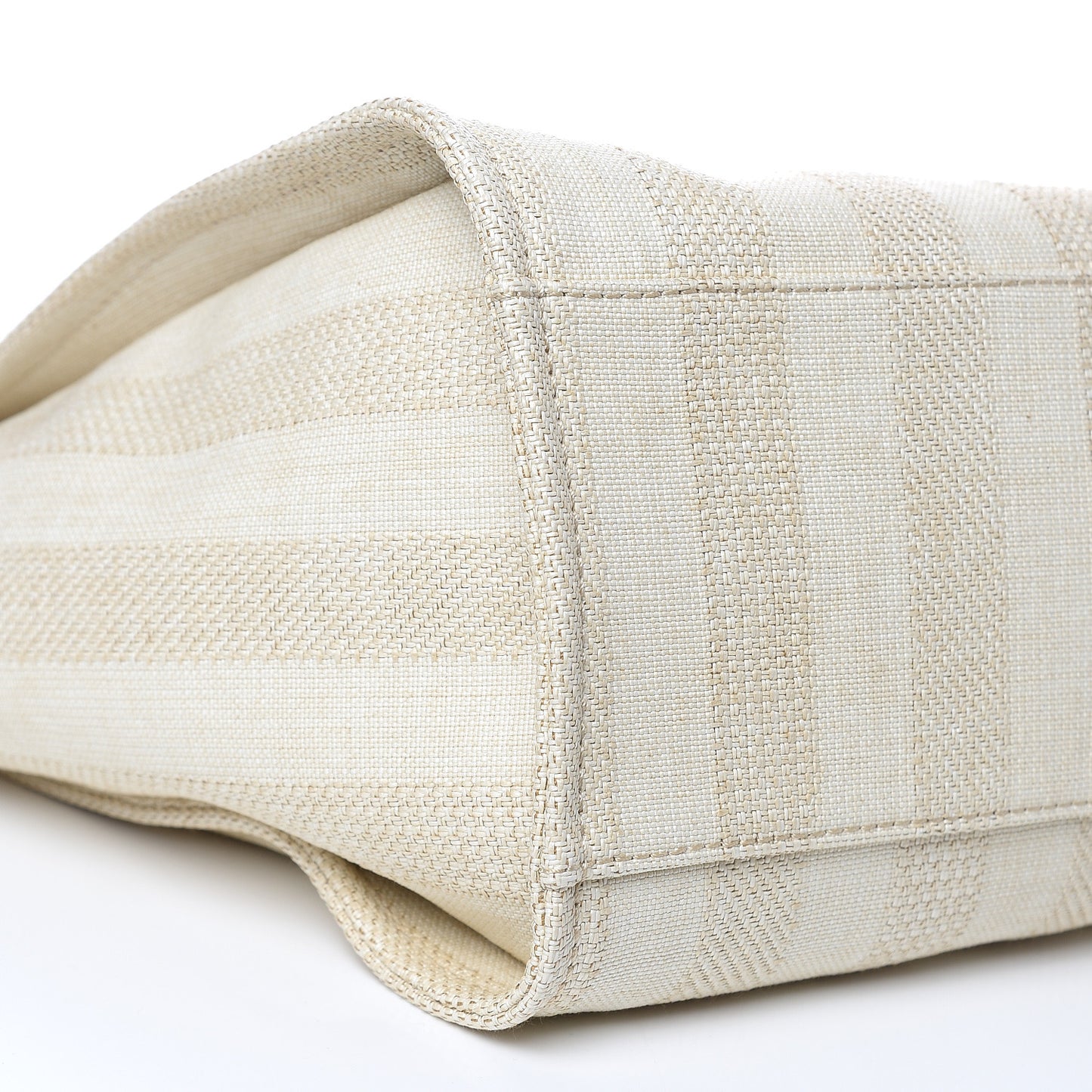 Straw Raffia Calfskin Striped Large Deauville Tote Beige