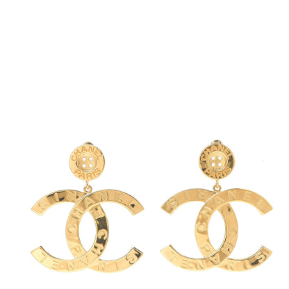 Chanel Metal Large Paris Button Earrings Gold 1 of 3