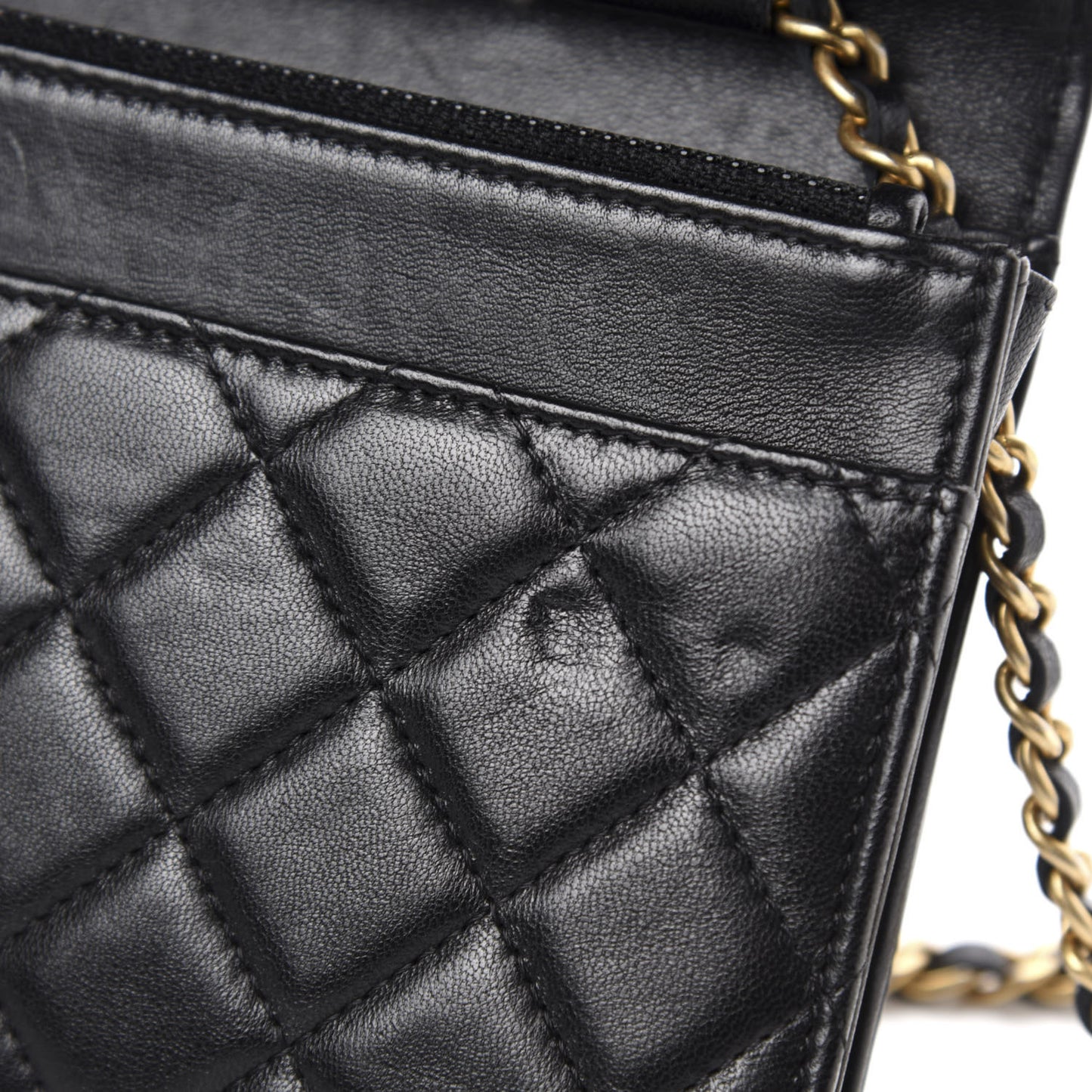 Lambskin Quilted Boy Wallet On Chain WOC Black
