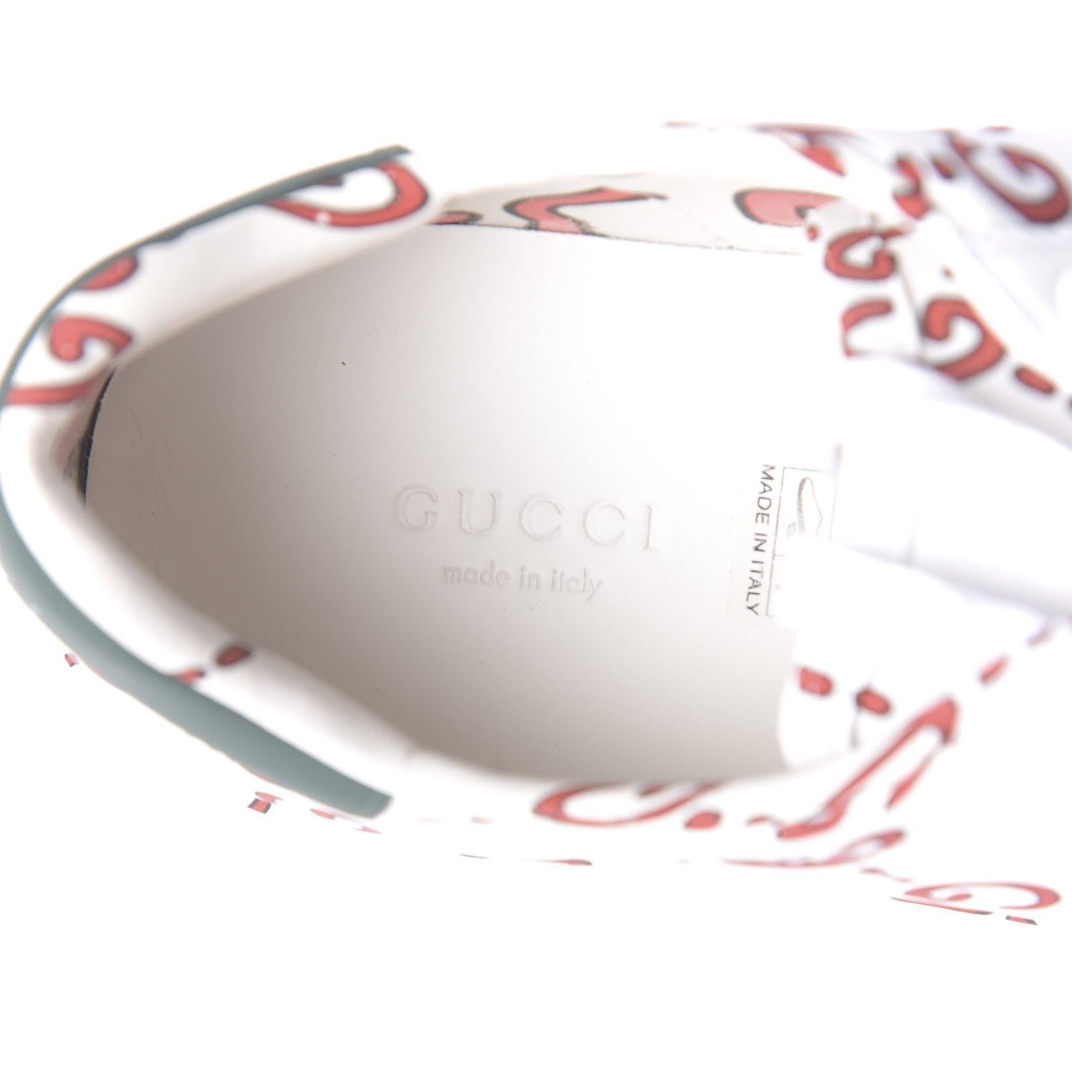 Gucci Calfskin GucciGhost Print Womens Ace Sneakers 38 White Hibiscus Red 9 of 11