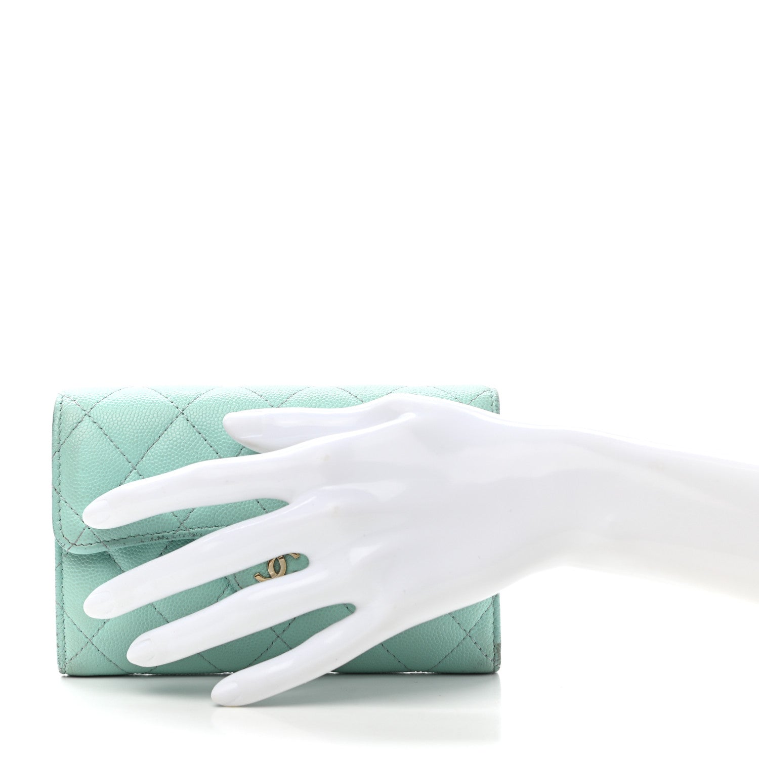 Chanel Caviar Quilted Medium Flap Wallet Light Blue 2 of 13