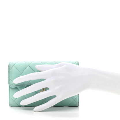 Chanel Caviar Quilted Medium Flap Wallet Light Blue 2 of 13