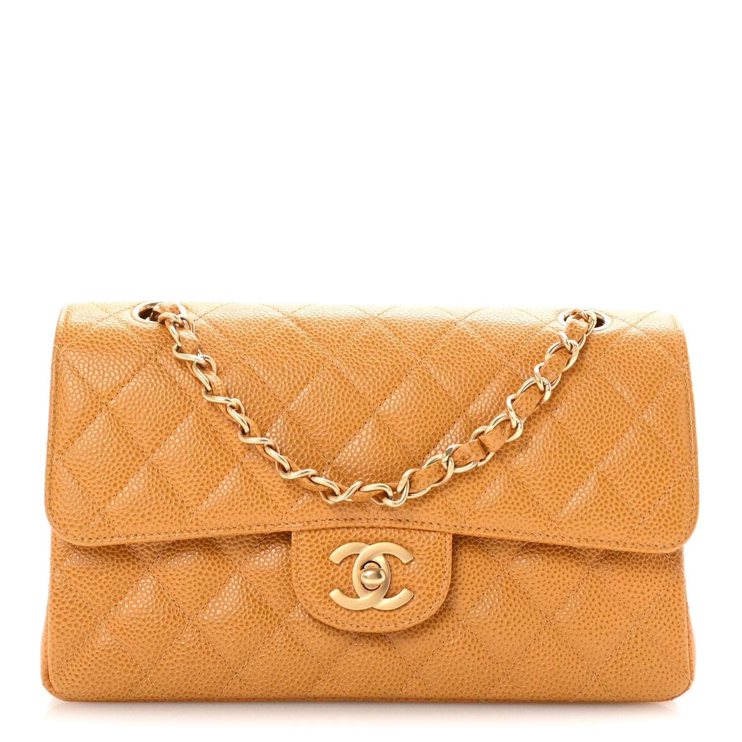 Chanel Caviar Quilted Small Double Flap Yellow 1 of 10