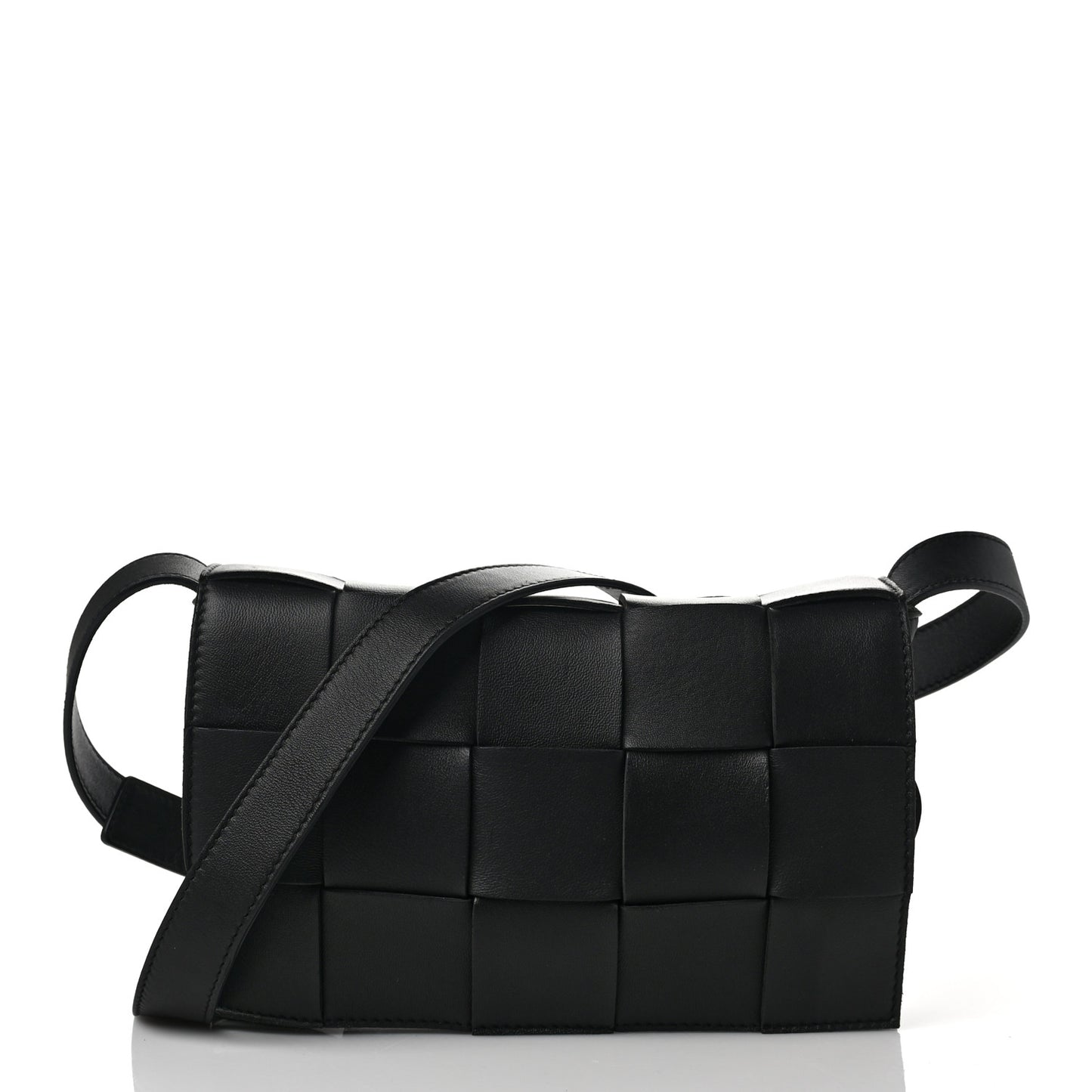 Lambskin Maxi Intrecciato Cassette Crossbody Bag Black