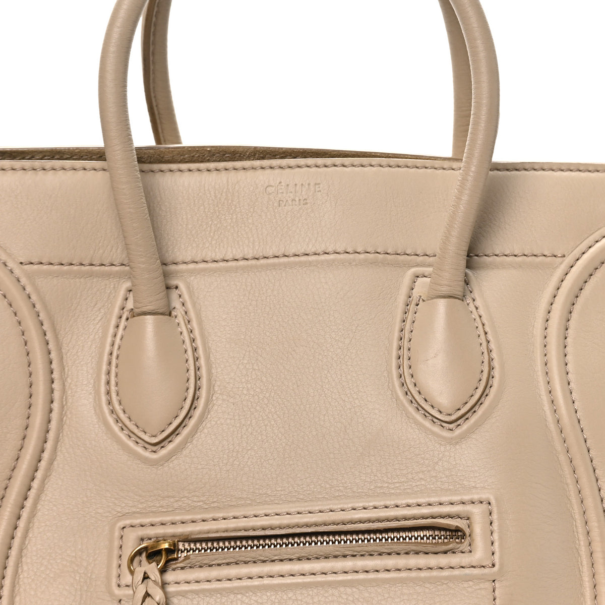 Celine Supple Calfskin Medium Phantom Luggage Beige 7 of 9