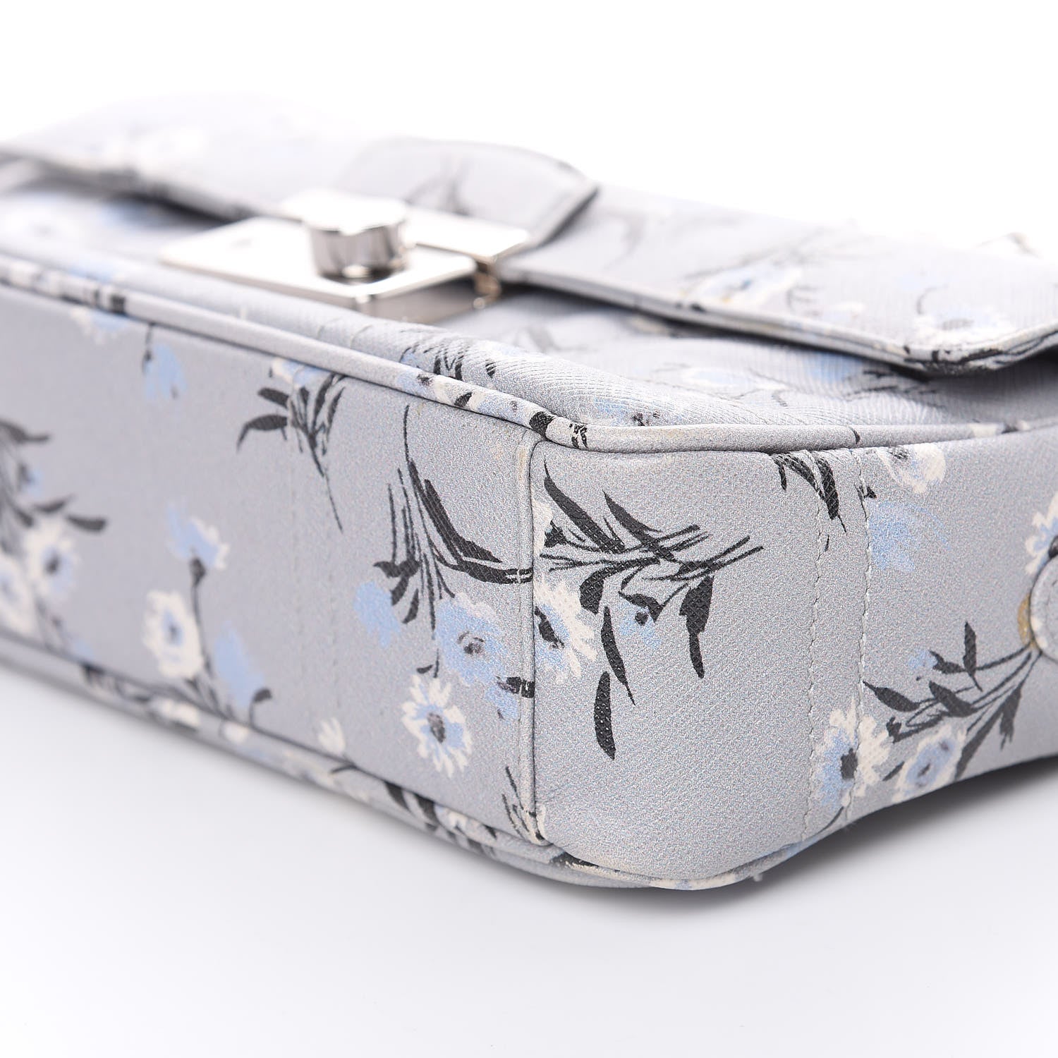 Prada Soft Saffiano Floral Print Sound Shoulder Bag Acciaio 11 of 13