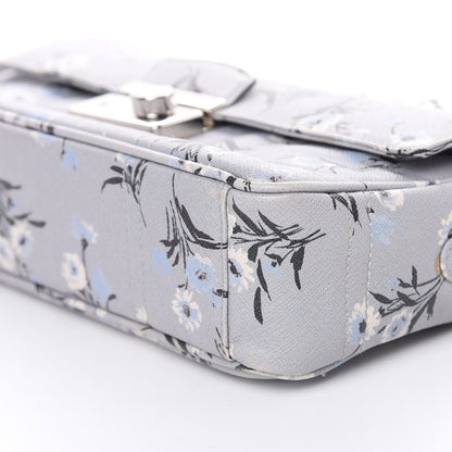 Prada Soft Saffiano Floral Print Sound Shoulder Bag Acciaio 11 of 13