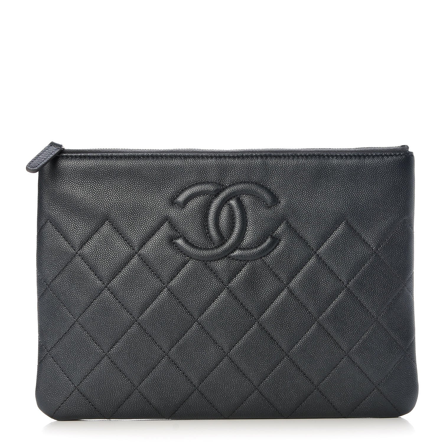 Chanel Metallic Caviar Quilted Medium Maxi CC Cosmetic Case Black 1 of 7