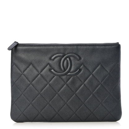 Chanel Metallic Caviar Quilted Medium Maxi CC Cosmetic Case Black 1 of 7