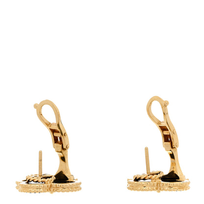 Van Cleef & Arpels 18K Yellow Gold Black Onyx Magic Alhambra Earrings 3 of 5