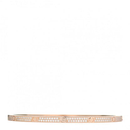 Cartier 18K Pink Gold Diamond Small LOVE Paved Bracelet 19 1 of 5