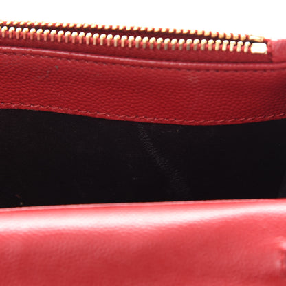Saint Laurent Grain De Poudre Matelasse Chevron Monogram Envelope Chain Wallet New Red 10 of 19
