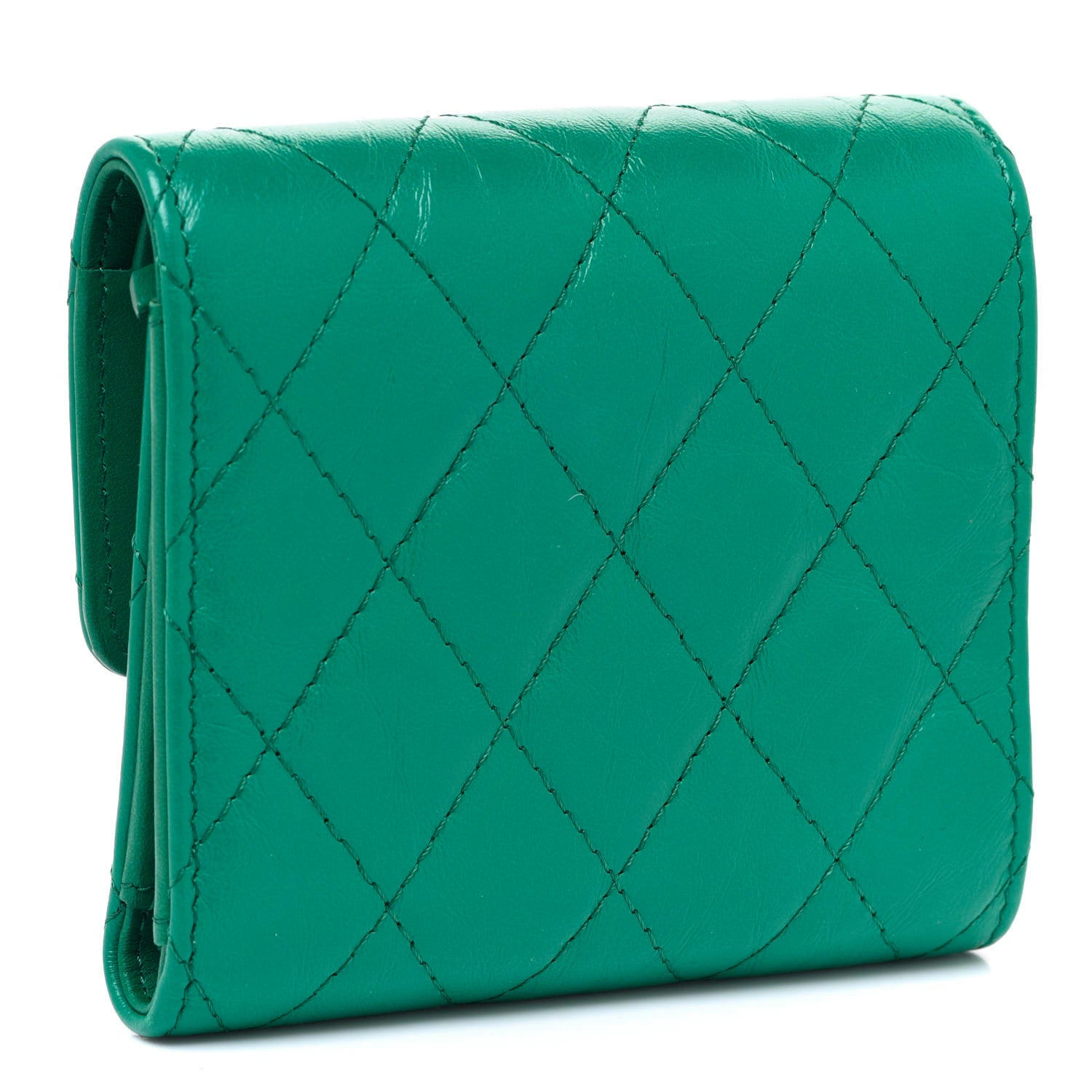 Chanel Aged Calfskin Quilted Reissue Compact Wallet Green 3 of 8