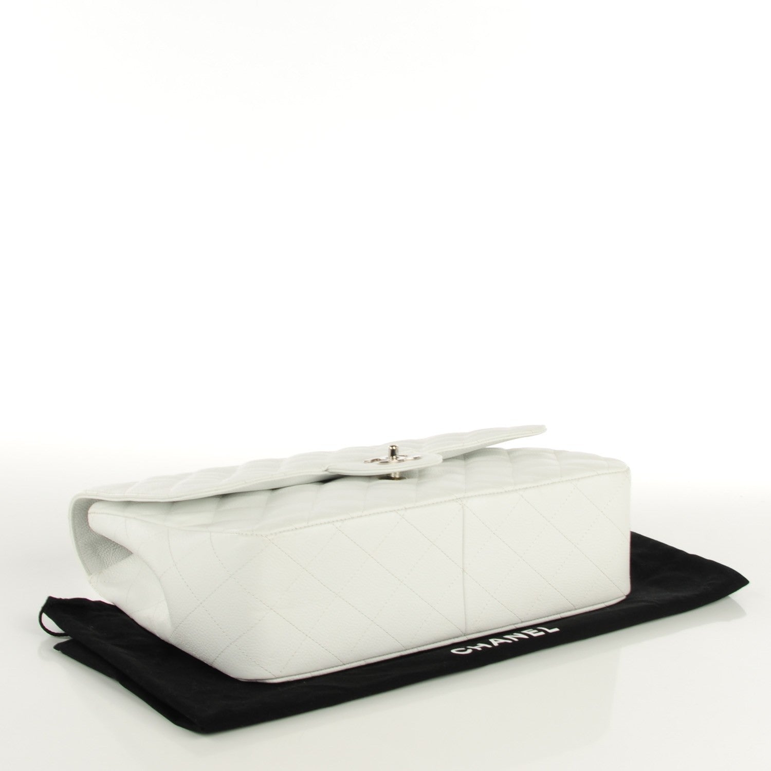 Chanel Caviar Quilted Jumbo Single Flap White 4 of 8