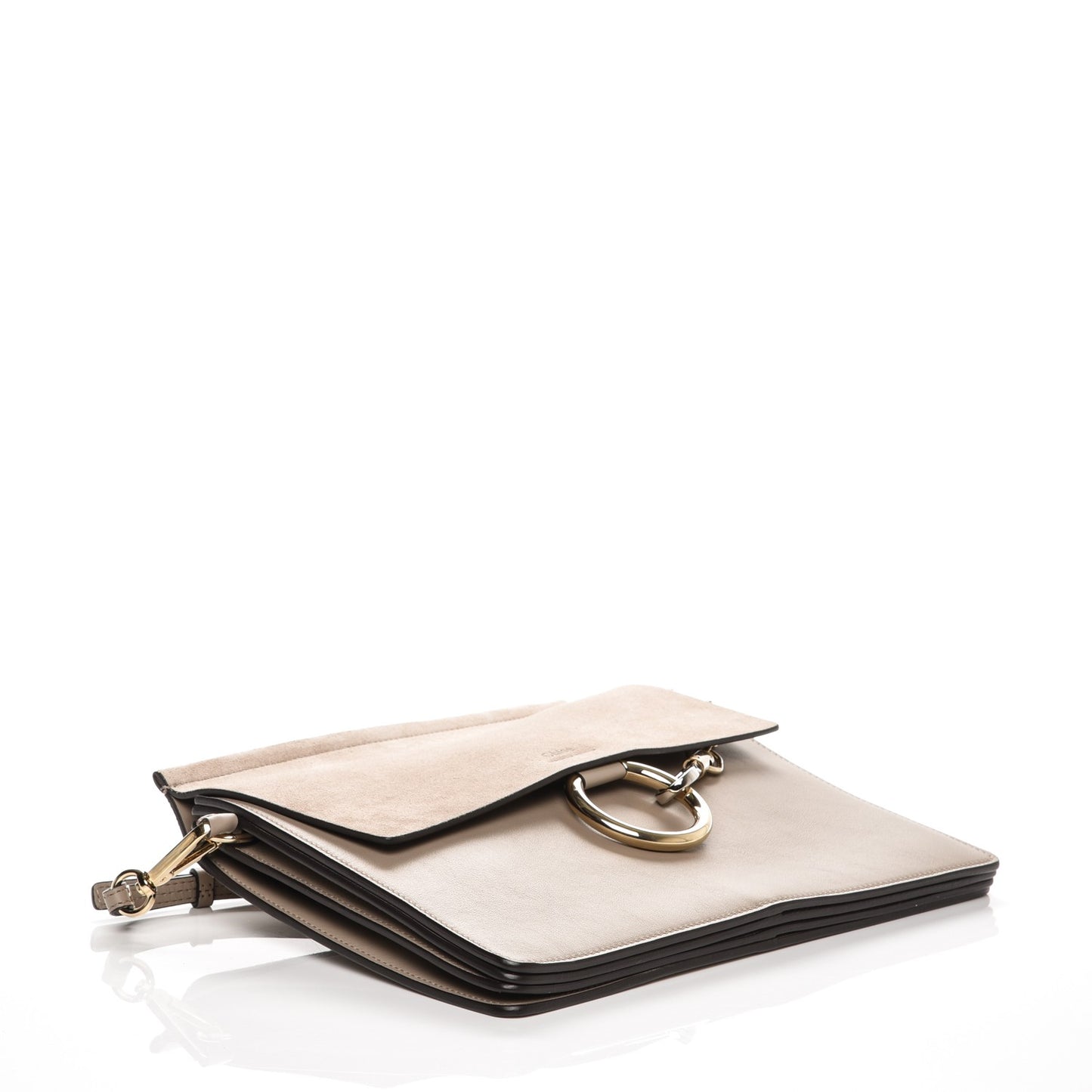 Calfskin Suede Medium Faye Shoulder Bag Motty Grey