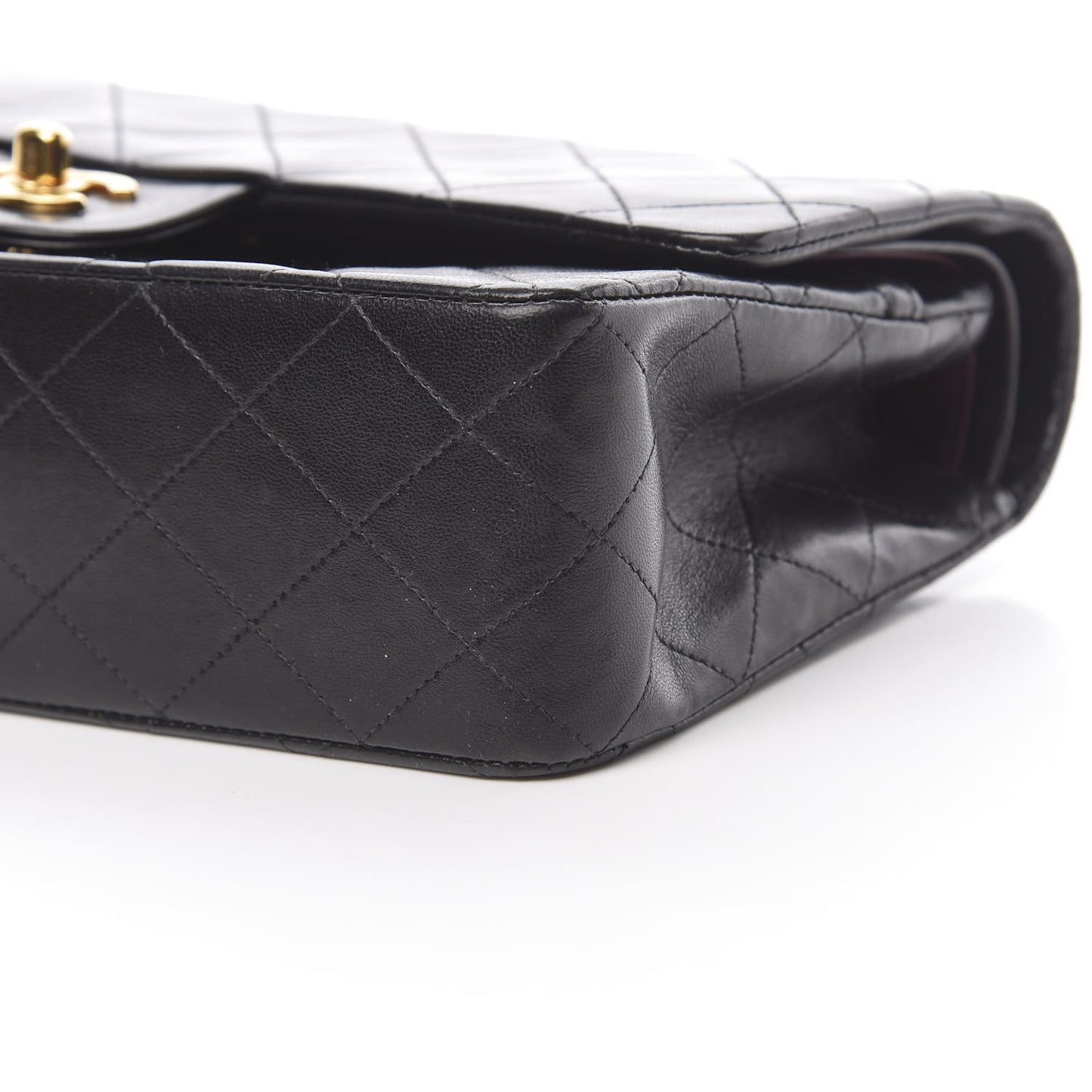 Lambskin Quilted Medium Double Flap Black