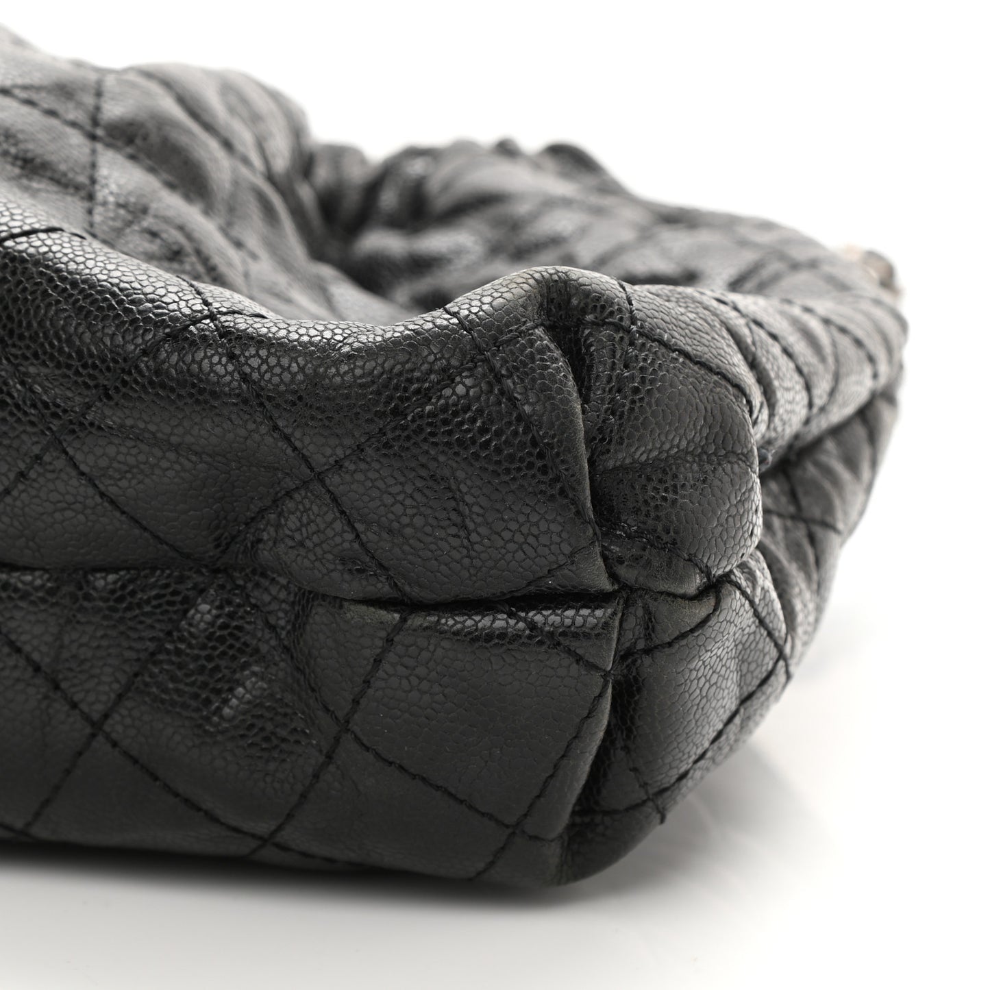 Caviar Quilted Medium Elastic Shopping Tote Black