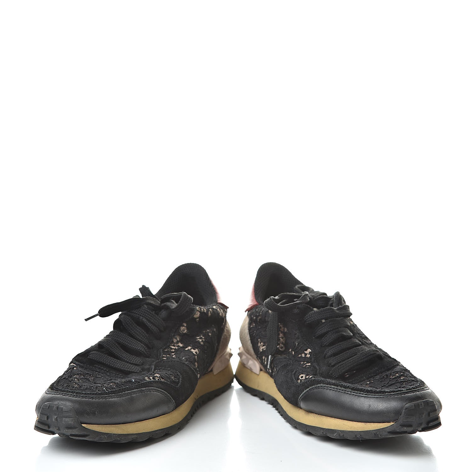 Valentino Garavani Macrame Lace Suede Womens Rockrunner Sneakers 38 Black 6 of 14