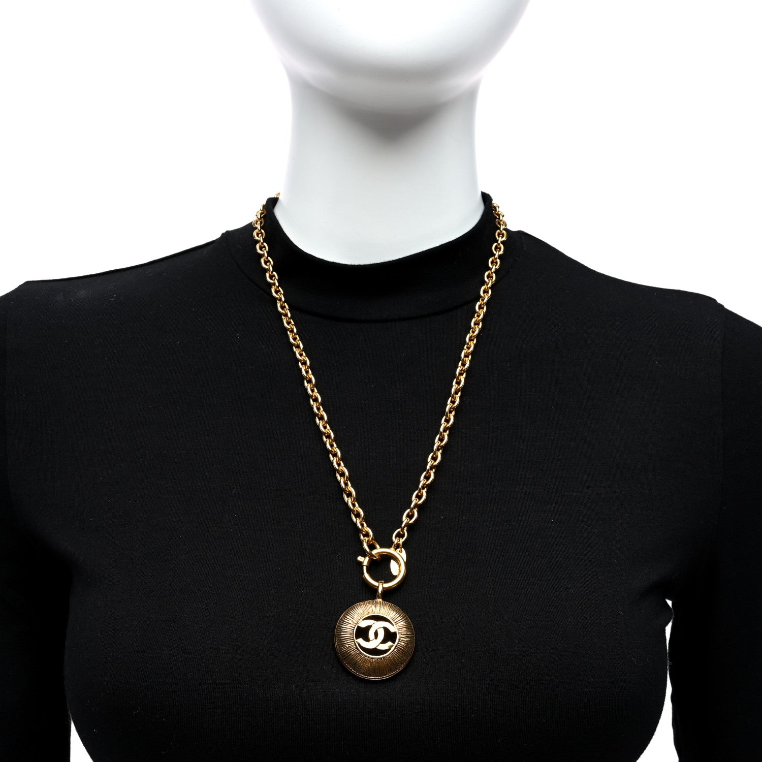 Chanel CC Medallion Long Chain Necklace Gold 2 of 4