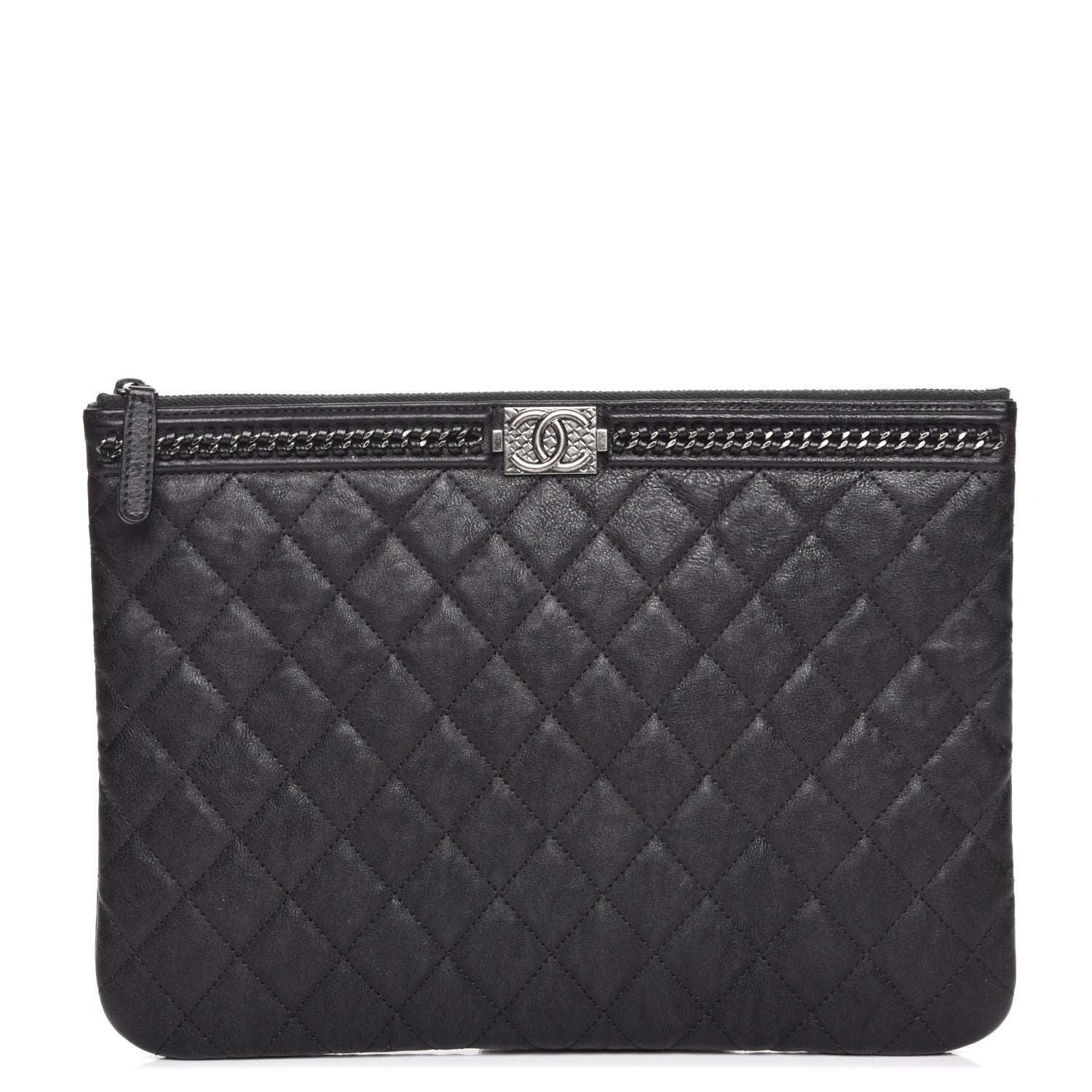 Chanel Calfskin Quilted Medium Boy Chain Around Cosmetic Case Black 1 of 9