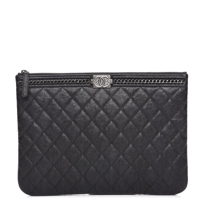 Chanel Calfskin Quilted Medium Boy Chain Around Cosmetic Case Black 1 of 9