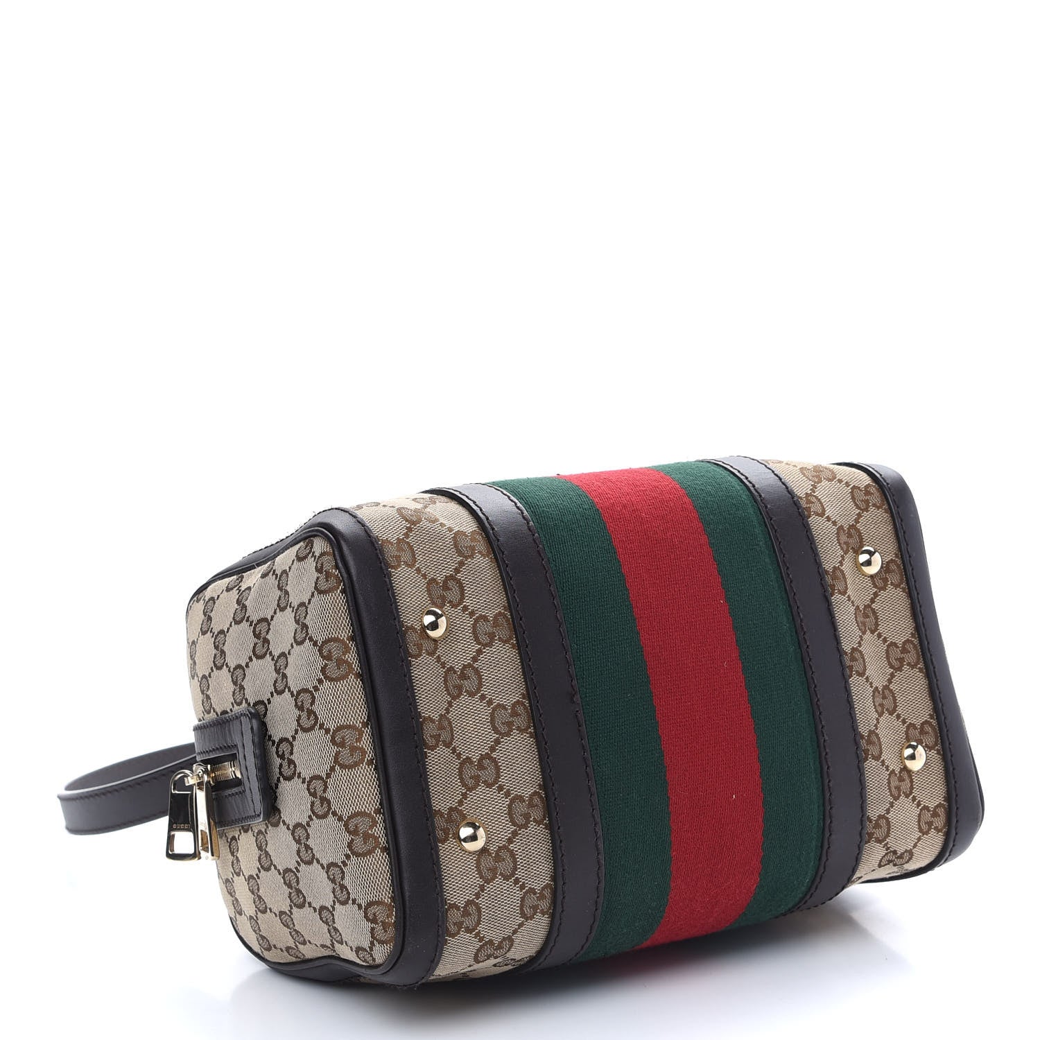 Gucci Monogram Vintage Web Small Boston Dark Brown 3 of 10
