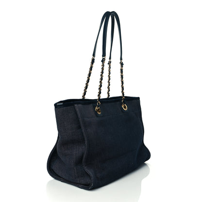 Chanel Denim Small Deauville Tote Dark Blue 3 of 10