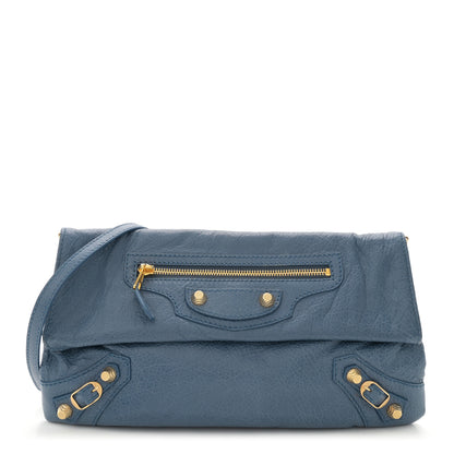 Balenciaga Agneau Giant 12 Gold Hardware Envelope Strap Clutch Bleu Persan 1 of 13