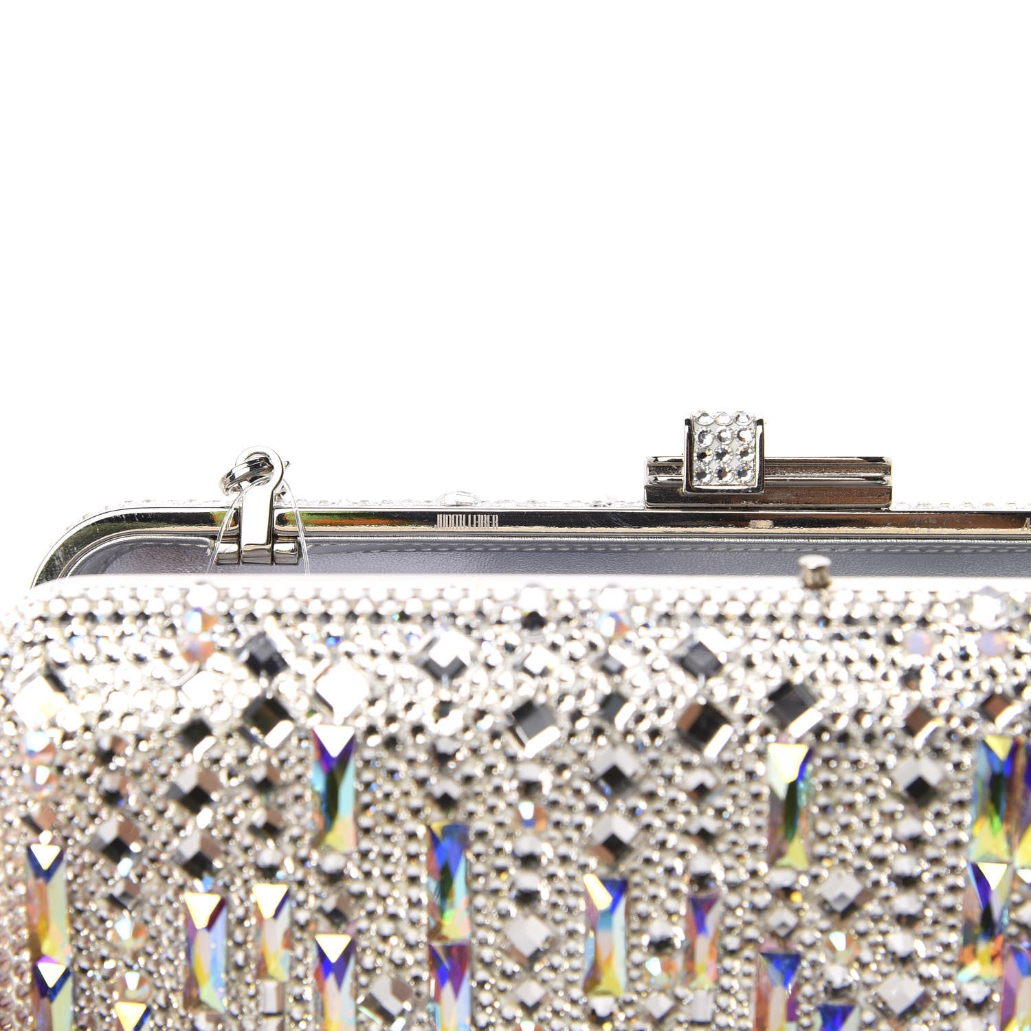 Judith Leiber Crystal Embellished Slim Slide Minaudiere Clutch Silver 11 of 12