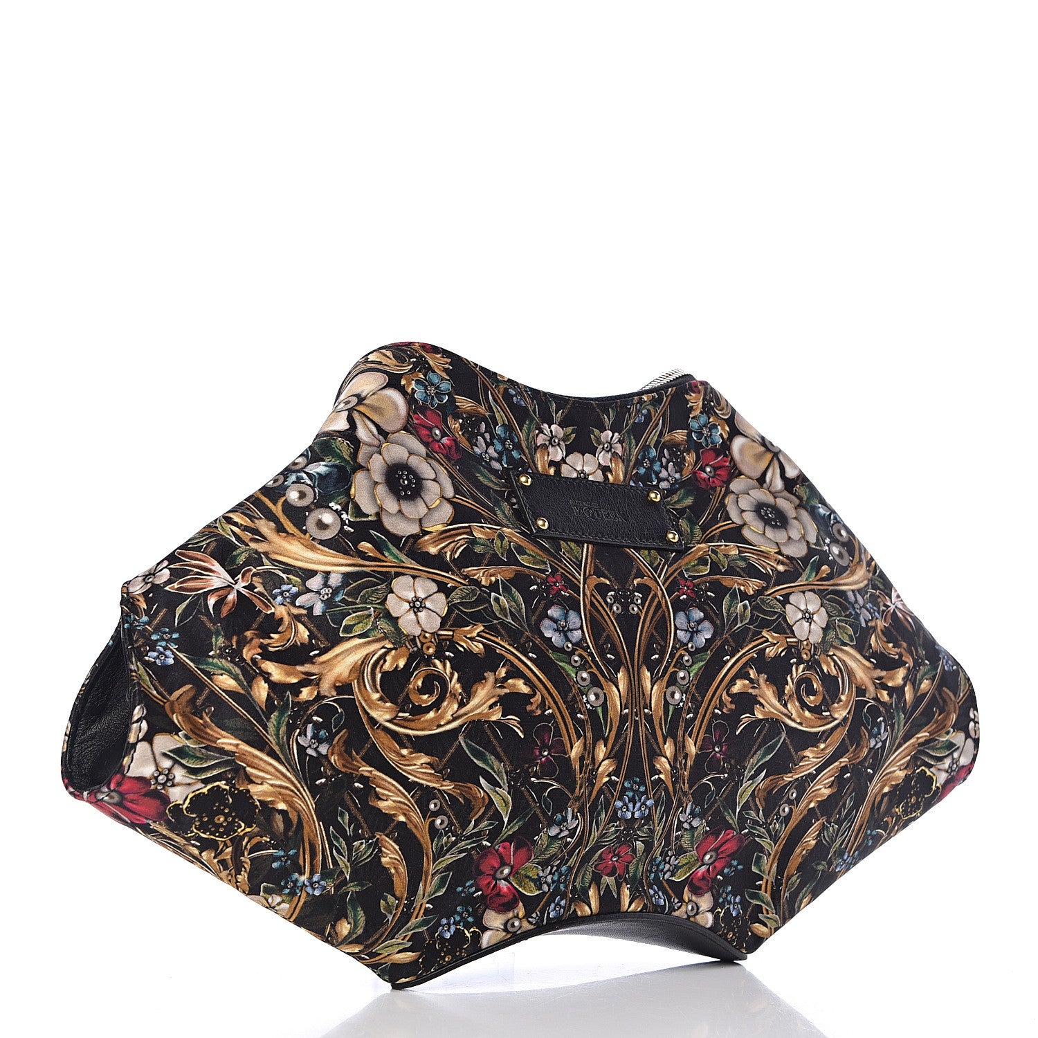 Alexander McQueen Silk Floral Print De Manta Clutch Black Multicolor 3 of 10