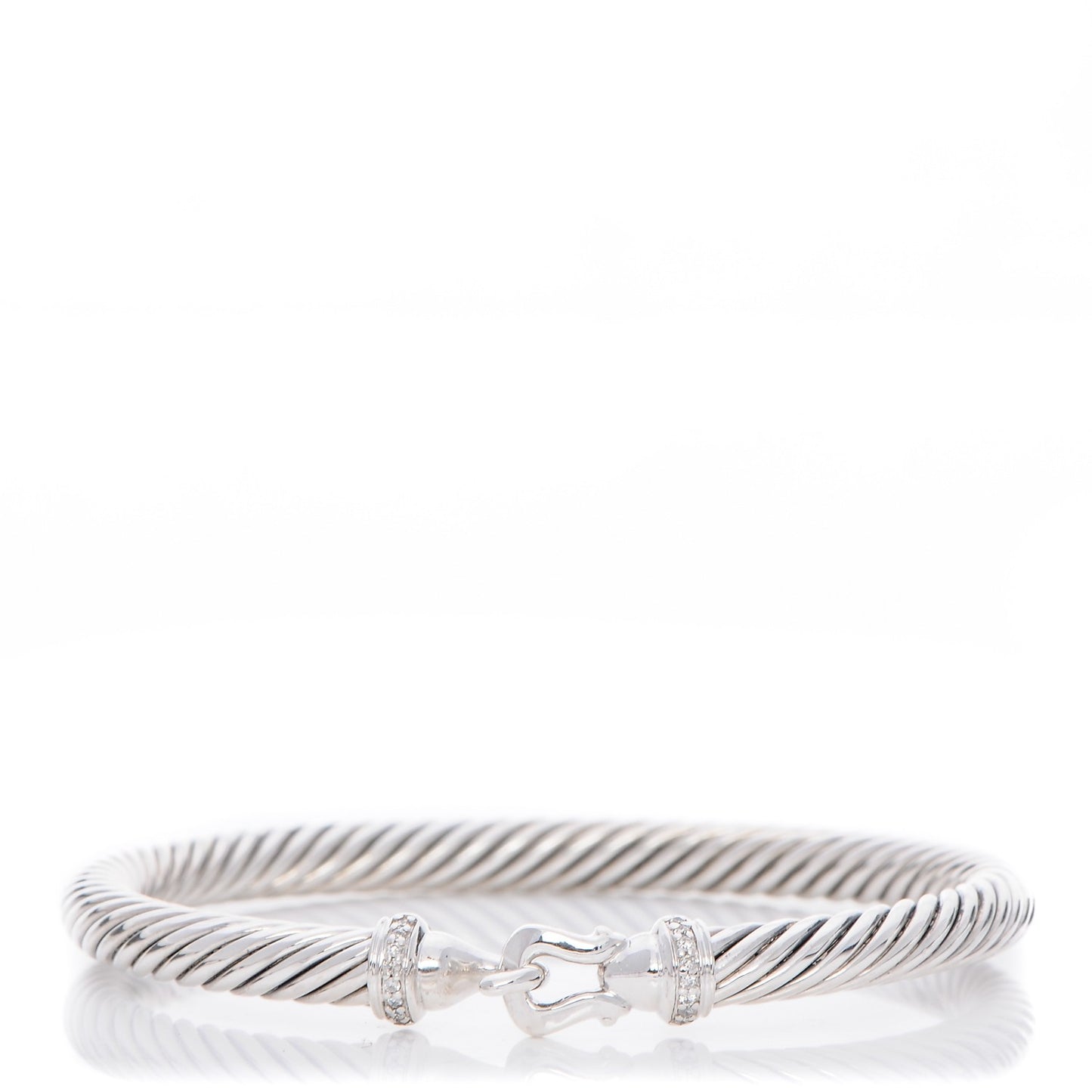 Sterling Silver Diamond 5mm Cable Buckle Bracelet