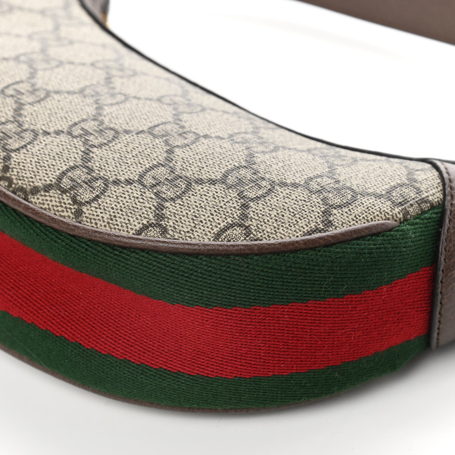 Gucci GG Supreme Monogram Textured Calfskin Web Mini Ophidia Half Moon Hobo Beige Ebony New Acero 10 of 11