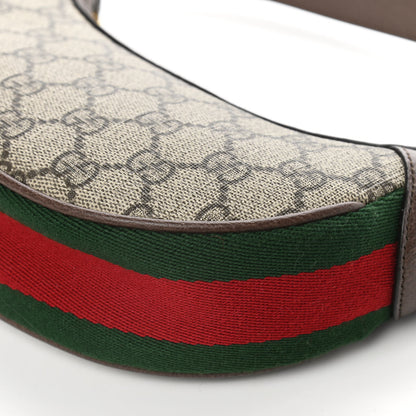 Gucci GG Supreme Monogram Textured Calfskin Web Mini Ophidia Half Moon Hobo Beige Ebony New Acero 10 of 11