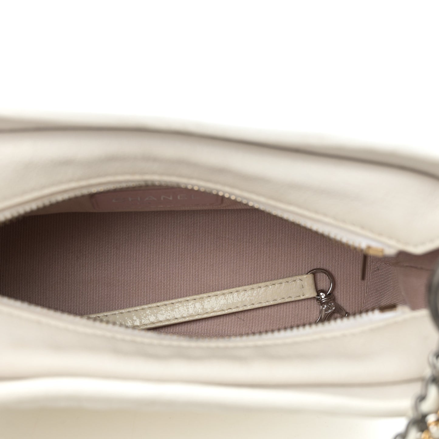 Aged Calfskin Quilted Small Gabrielle Hobo White