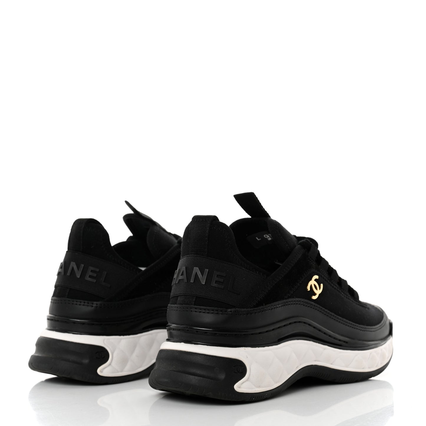 Velvet Calfskin Mixed Fibers CC Sneakers 36 Black