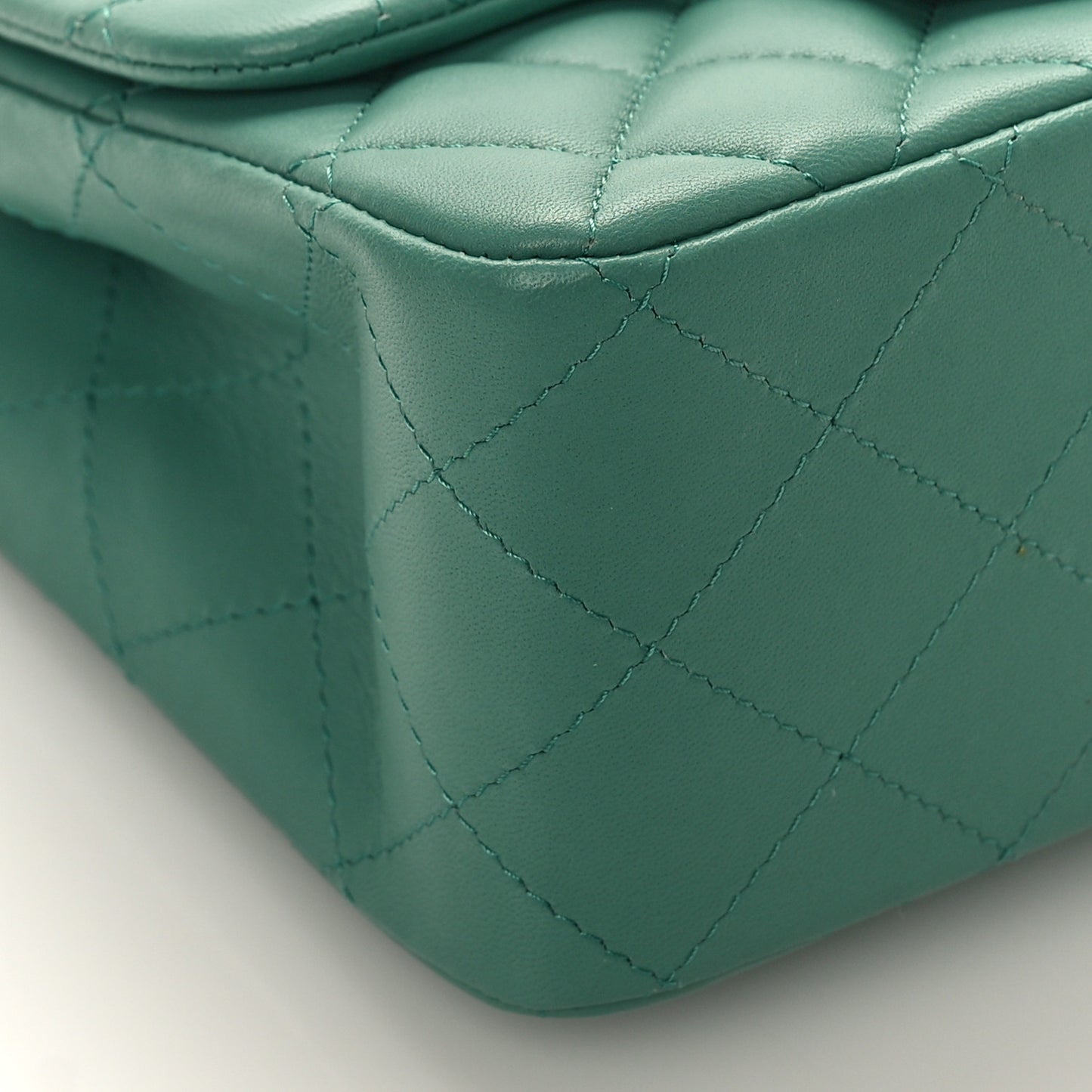 Lambskin Quilted Mini Square Flap Green